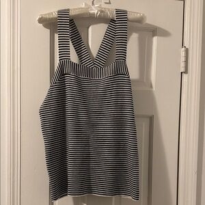 Striped Black & White Tank Top with Cross Back Straps